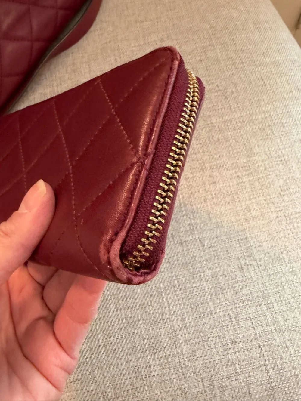 Michael Kors Quilted Zip Wallet - Burgundy with Gold Hardware - Picture 5 of 5